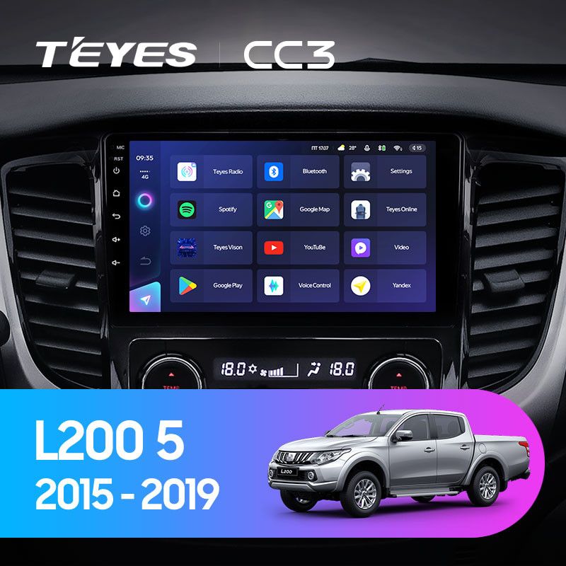 Штатная магнитола Teyes CC3 4/32 Mitsubishi L200 5 (2015-2019) климат контроль F2