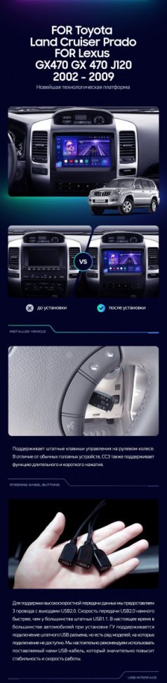 Штатная магнитола Teyes CC3 2K 360 6/128 Toyota Land Cruiser Prado 120 (2002-2009) F2