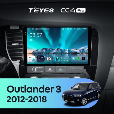 Штатная магнитола Teyes CC4 Pro 12/256 Mitsubishi Outlander 3 GF0W GG0W (2012-2018) Тип-A Правый руль