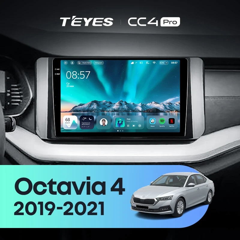 Штатная магнитола Teyes CC4 Pro 8/128 Skoda Octavia 4 A8 (2019-2021)