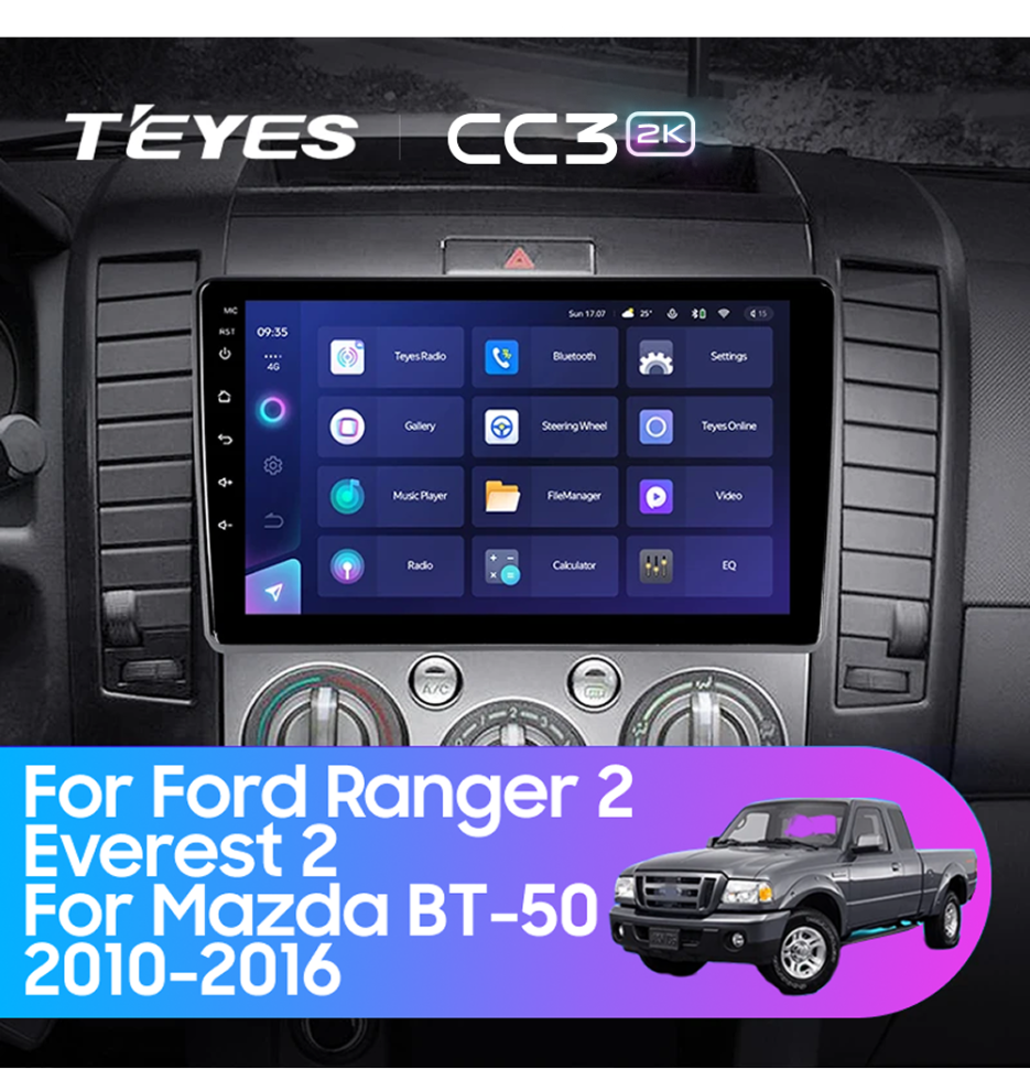 Штатная магнитола Teyes CC3 2K 4/64 Ford Ranger 2 (2006-2011) (0din)