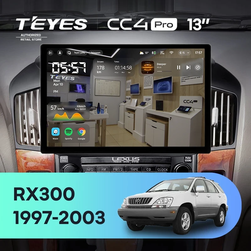 Штатная магнитола Teyes CC4 Pro 8/128 Lexus RX300 XU10 (1997-2003) F1 (13")