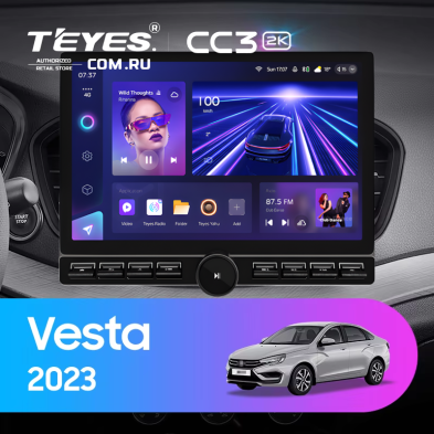 Штатная магнитола Teyes CC3 2K 6/128 Lada Vesta 2023+ F2 Тип-B (13" с кнопками)