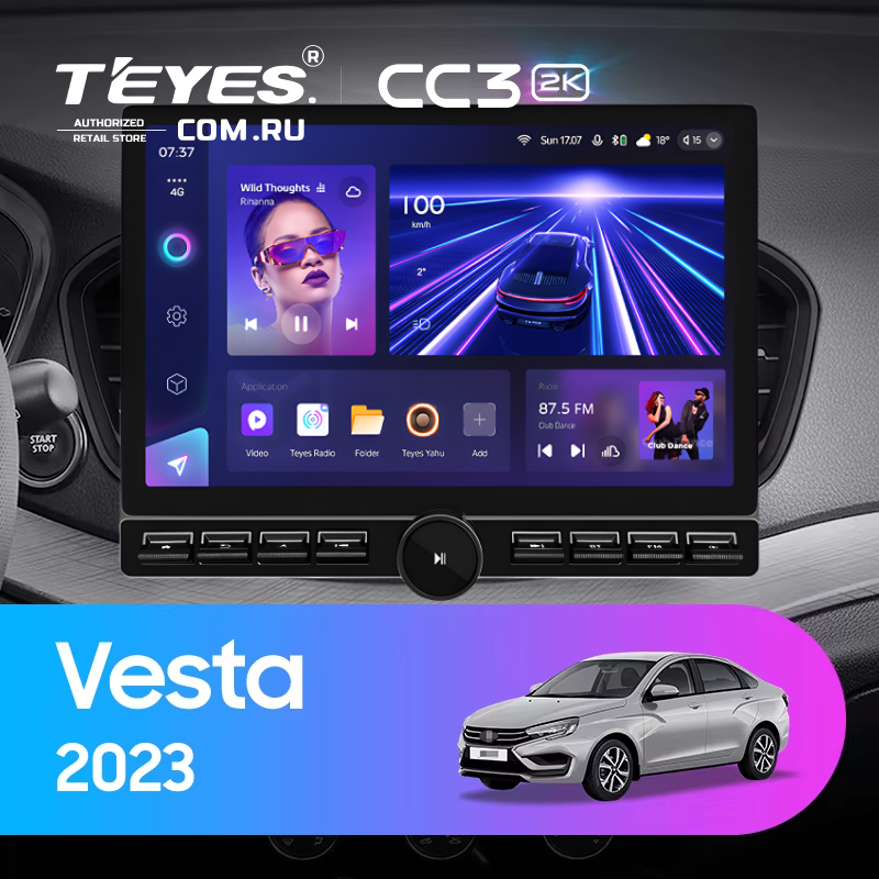 Штатная магнитола Teyes CC3 2K 6/128 Lada Vesta 2023+ F2 Тип-A (13" с кнопками)