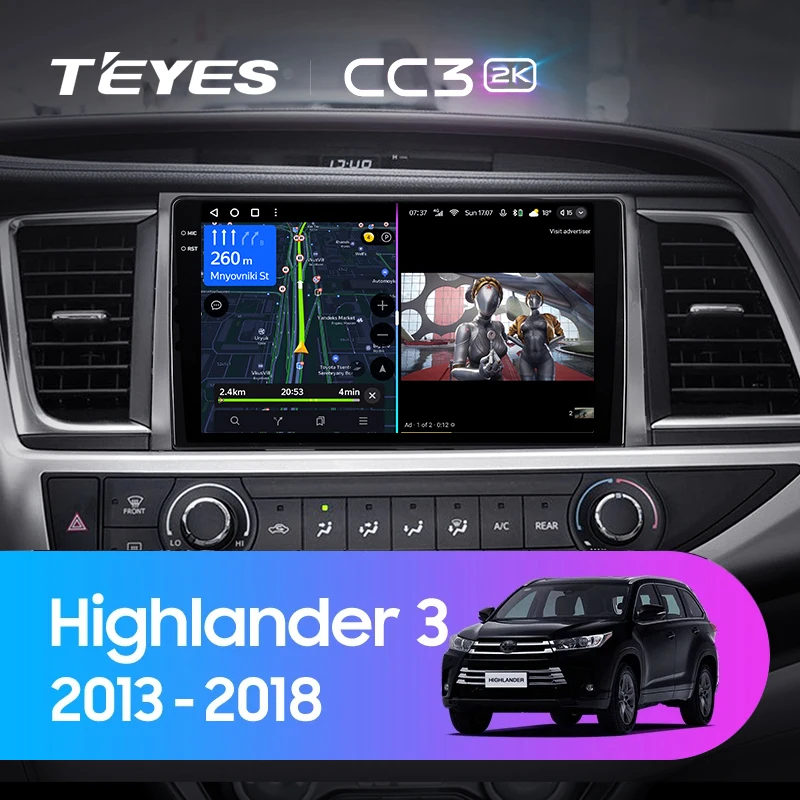 Штатная магнитола Teyes CC3 2K 360 6/128 Toyota Highlander 3 XU50 (2013-2018)