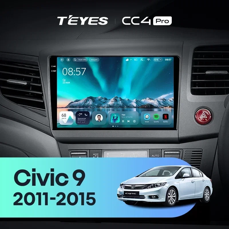Штатная магнитола Teyes CC4 Pro 12/256 Honda Civic 9 FB FK FD (2011-2015) Правый руль