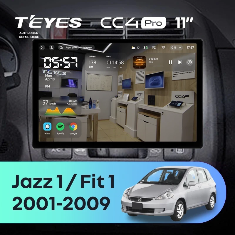 Штатная магнитола Teyes CC4 Pro 12/256 Honda Fit 1 (2001-2009) (11")