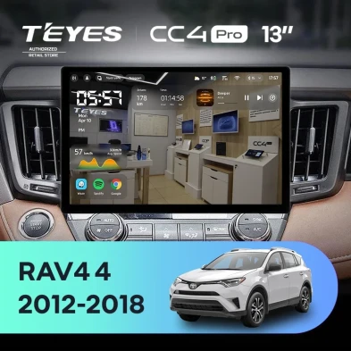 Штатная магнитола Teyes CC4 Pro 12/256 Toyota RAV4 4 XA40 5 XA50 (2012-2018) (13")