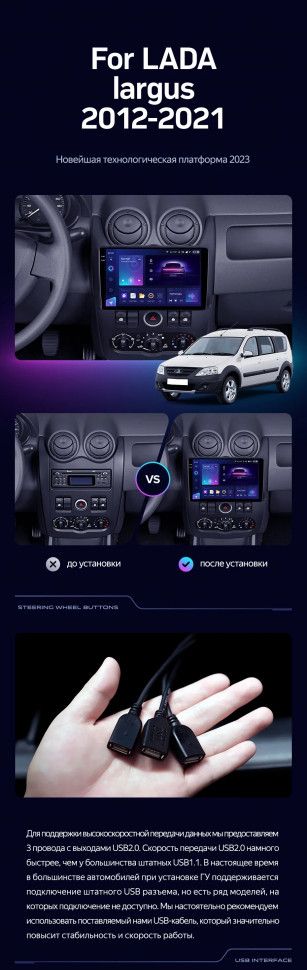 Штатная магнитола Teyes CC3L 4/64 Lada Largus (2012-2021)