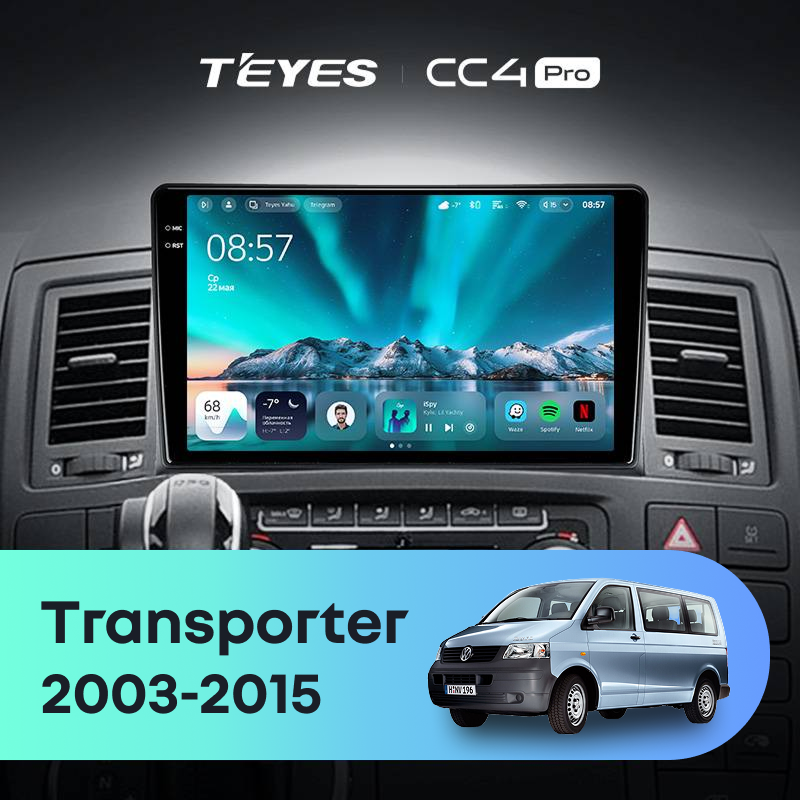 Штатная магнитола Teyes CC4 Pro 8/128 Volkswagen Transporter T5 (2003-2015)