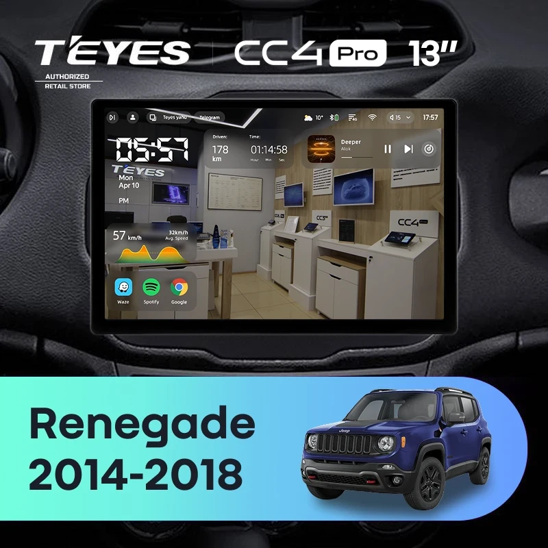 Штатная магнитола Teyes CC4 Pro 12/256 Jeep Renegade (2014-2018) (13")