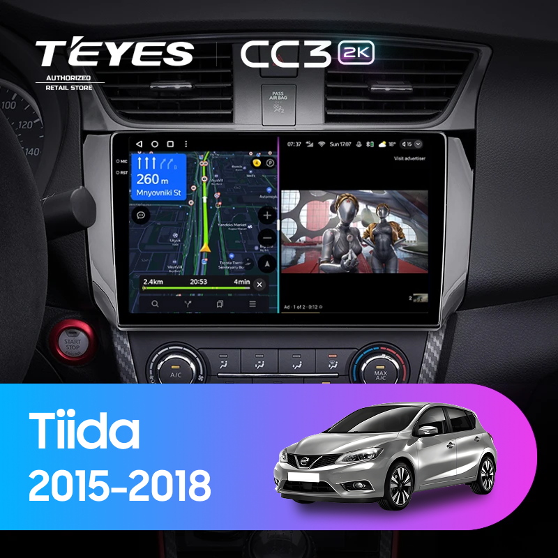 Штатная магнитола Teyes CC3 2K 360 6/128 Nissan Tiida C13 (2015-2018)