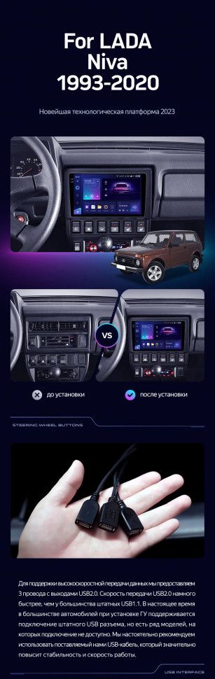 Штатная магнитола Teyes CC3L 4/64 Lada Niva (1993-2020)