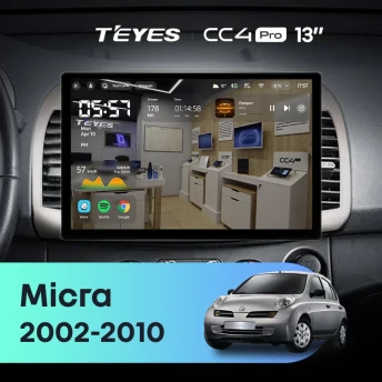 Штатная магнитола Teyes CC4 Pro 12/256 Nissan Micra K12 (2002-2010) (13")