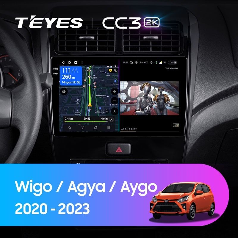 Штатная магнитола Teyes CC3 2K 4/64 Toyota Wigo/Agya (2020-2023) F1