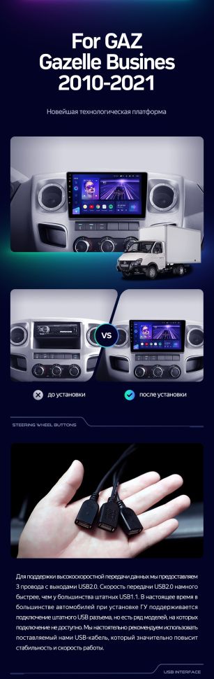 Штатная магнитола Teyes CC3 4/32 для GAZ Gazelle Busines (2010-2021) F2