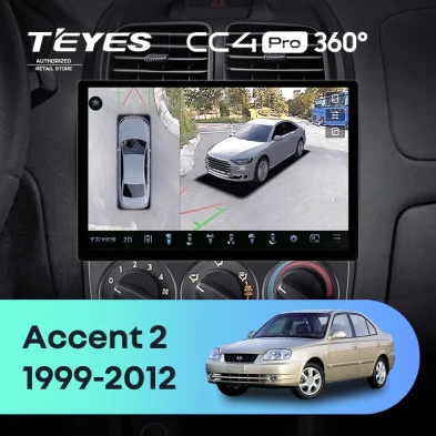 Штатная магнитола Teyes CC4 Pro 360 8/128 Hyundai Accent II LC2 (1999-2012) F1 (11")