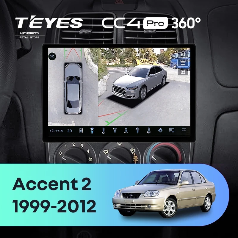 Штатная магнитола Teyes CC4 Pro 360 8/128 Hyundai Accent II LC2 (1999-2012) F1 (11")