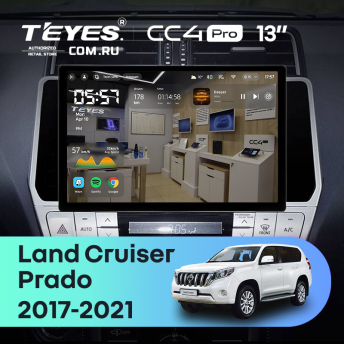 Штатная магнитола Teyes CC4 Pro 8/128 Toyota Land Cruiser Prado 150 (2017-2021) (13")