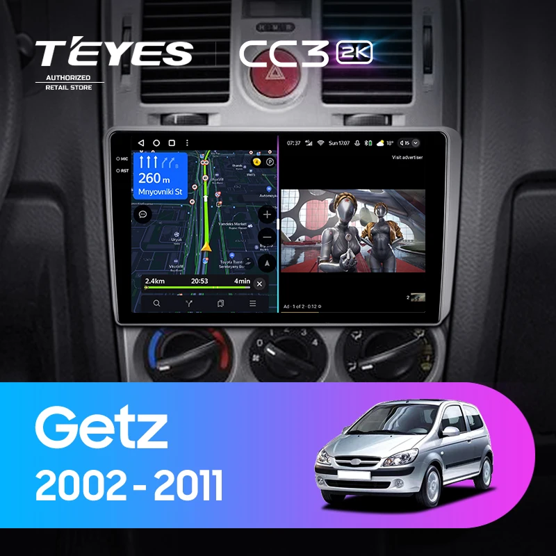 Штатная магнитола Teyes CC3 2K 360 6/128 Hyundai Getz (2002-2011) F2