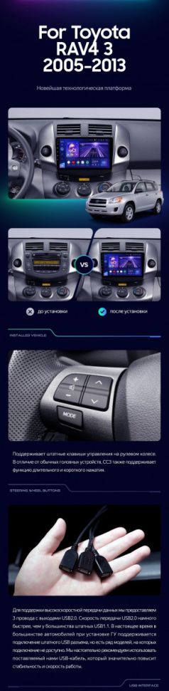 Штатная магнитола Teyes CC3 4/64 Toyota RAV4 3 XA30 (2005-2016) F1 9"