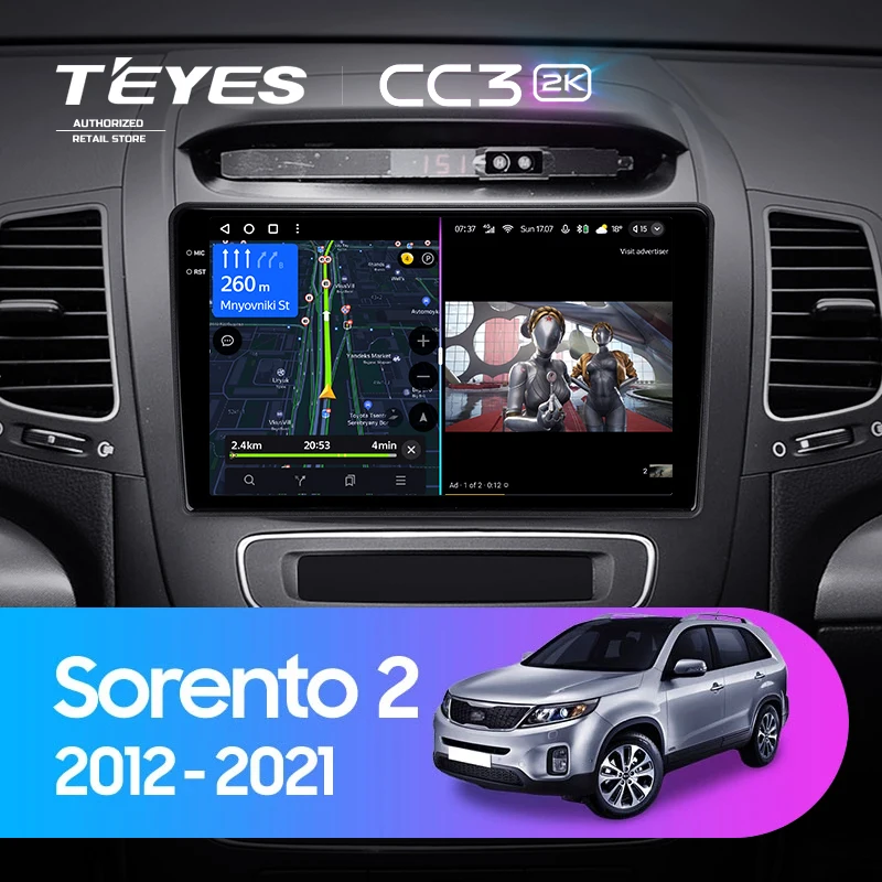 Штатная магнитола Teyes CC3 2K 6/128 Kia Sorento 2 II XM (2012-2021) F1