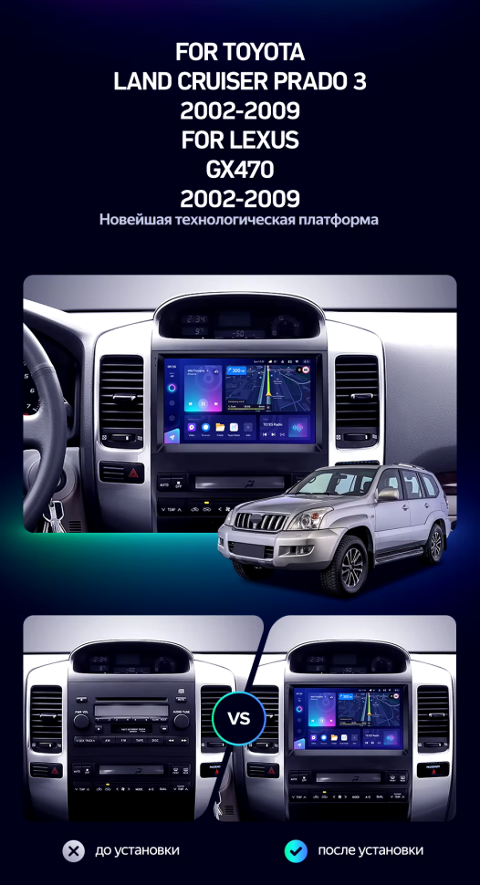 Штатная магнитола Teyes CC3L 4/64 Toyota Land Cruiser Prado 120 (2002-2009) F3