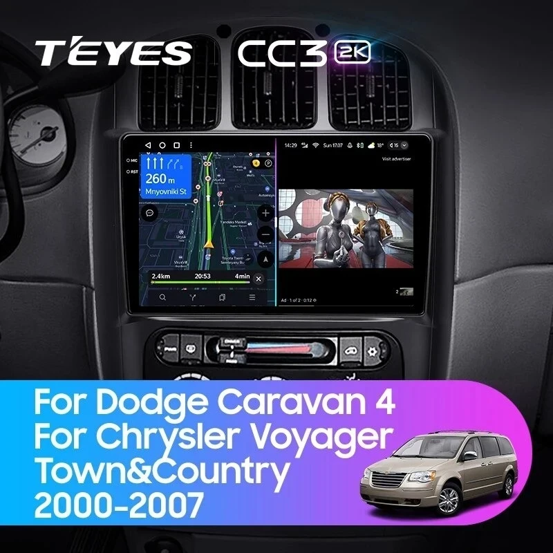 Штатная магнитола Teyes CC3 2K 4/32 Chrysler Voyager (2000-2007) Тип-A