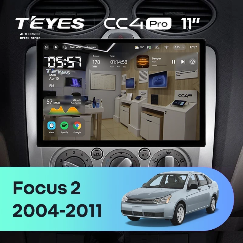 Штатная магнитола Teyes CC4 Pro 8/128 Ford Focus 2 Mk 2 (2004-2011) F1 (11")