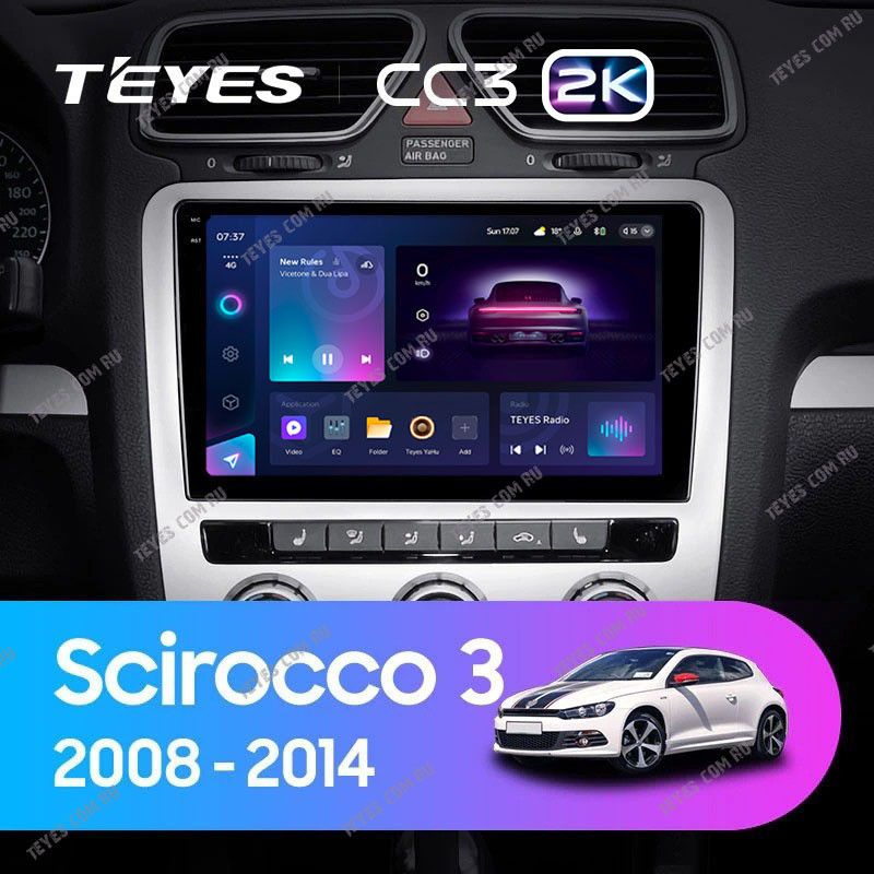 Штатная магнитола Teyes CC3 2K 360 6/128 Volkswagen Scirocco 3 (2008-2014) F4 (Серая)