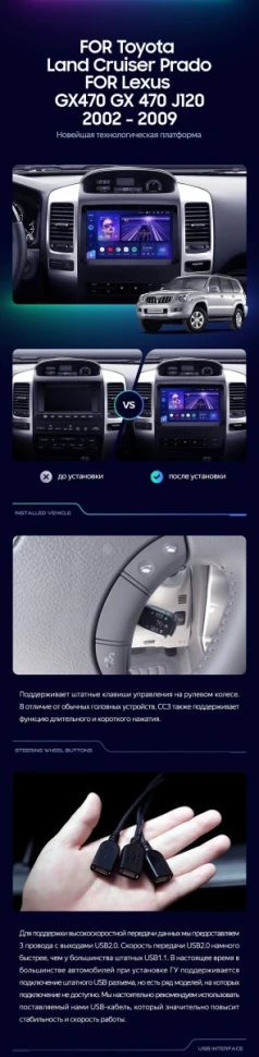 Штатная магнитола Teyes CC3L 4/32 Toyota Land Cruiser Prado J120 (2002-2009) F1 Тип-B