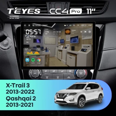 Штатная магнитола Teyes CC4 Pro 12/256 Nissan Qashqai 2 (2013-2021) F2 Тип-AВ (11")
