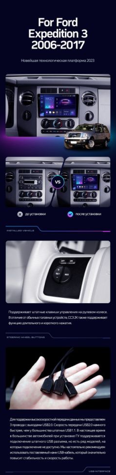Штатная магнитола Teyes CC3 2K 4/32 Ford Expedition 3 U3242 U3542 U324 U354 (2006-2017)
