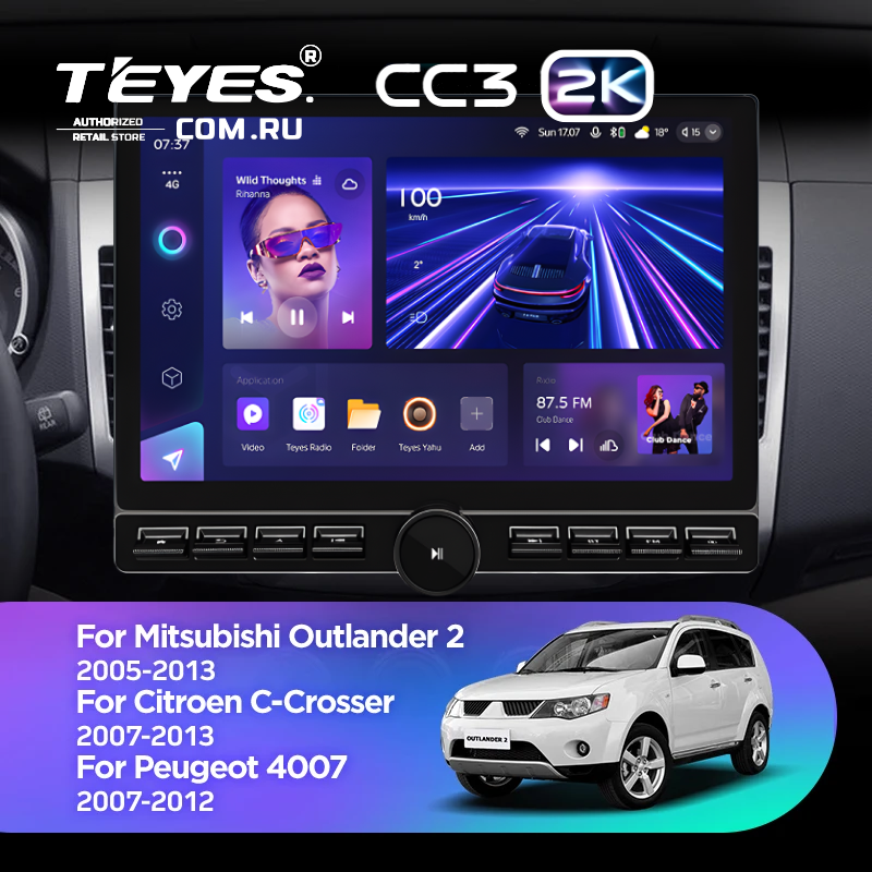 Штатная магнитола Teyes CC3 2K 6/128 Citroen C-Crosser 1 (2007-2013) Тип-A (13" с кнопками)