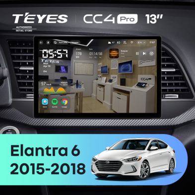 Штатная магнитола Teyes CC4 Pro 8/128 Hyundai Elantra 6 (2015-2018) Тип-B (13")