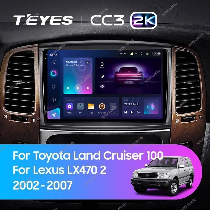 Штатная магнитола Teyes CC3 2K 6/128 Toyota Land Cruiser LC 100 (2002-2007) Тип-C