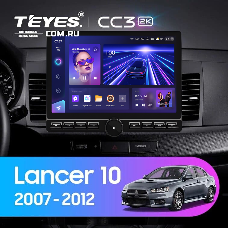 Штатная магнитола Teyes CC3 2K 6/128 Mitsubishi Lancer 10 CY (2007-2012) Тип-A (13" с кнопками)