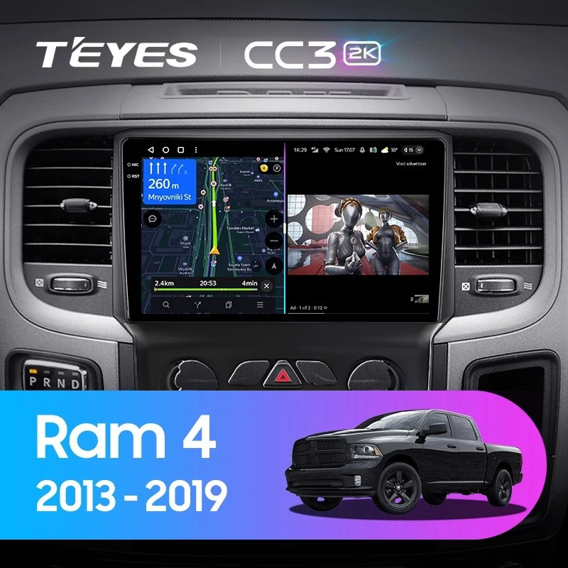 Штатная магнитола Teyes CC3 2K 360 6/128 Dodge Ram 4 DJ DS (2013-2019) F3