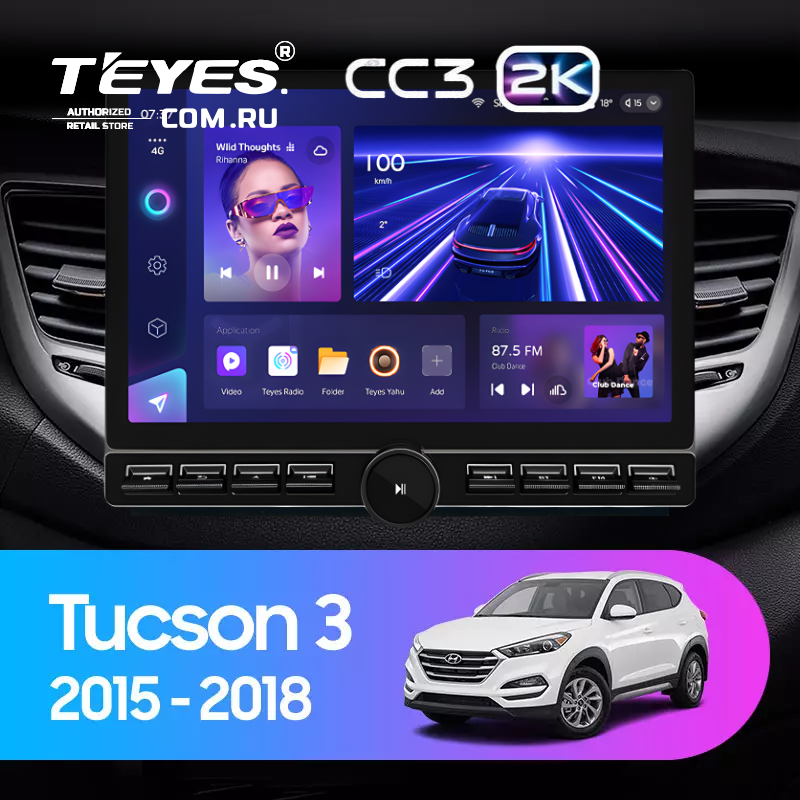 Штатная магнитола Teyes CC3 2K 6/128 Hyundai Tucson 3 (2015-2018) Тип-B (13" с кнопками)