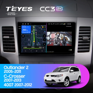 Штатная магнитола Teyes CC3 2K 6/128 Mitsubishi Outlander 2 (2005-2011) Тип-A