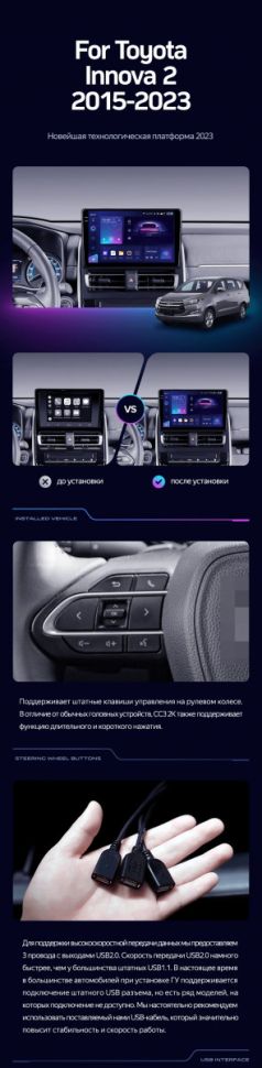 Штатная магнитола Teyes CC3 2K 4/64 Toyota Innova 2 (2015-2023)