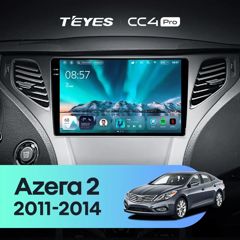 Штатная магнитола Teyes CC4 Pro 8/128 Hyundai Azera 2 (2011-2014)