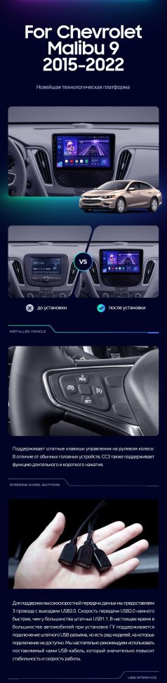 Штатная магнитола Teyes CC3L 4/32 Chevrolet Malibu 9 (2015-2023) F1