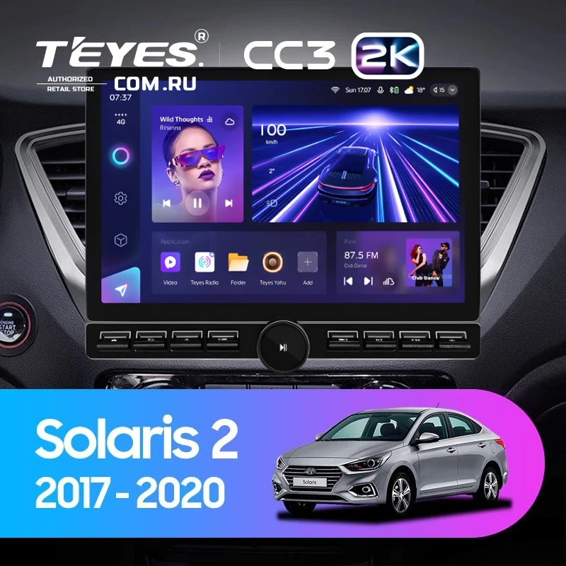 Штатная магнитола Teyes CC3 2K 6/128 Hyundai Solaris 2 (2017-2020) F1 Тип-A (13" с кнопками)