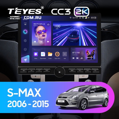 Штатная магнитола Teyes CC3 2K 6/128 Ford S-MAX 1 (2006-2015) F1 (13" с кнопками)
