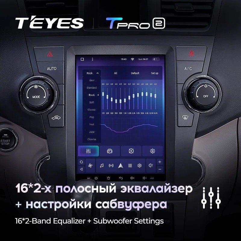Штатная магнитола Tesla style Teyes TPRO 2 4/32 Toyota Highlander 2 XU40 (2007-2013)