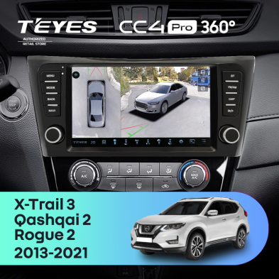 Штатная магнитола Teyes CC4 Pro 360 8/128 Nissan Rogue 2 (2013-2021) F4 климат контроль Тип-AB с кнопками
