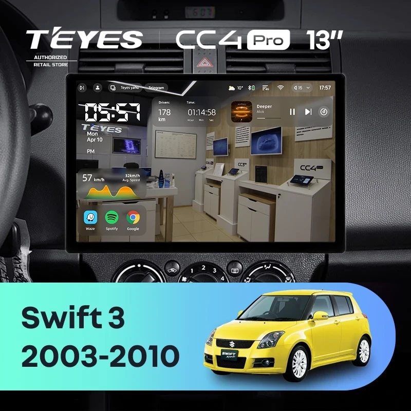 Штатная магнитола Teyes CC4 Pro 12/256 Suzuki Swift 3 (2003-2010) (13")