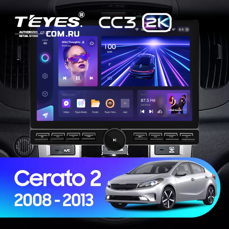Штатная магнитола Teyes CC3 2K 6/128 Kia Cerato 2 TD (2008-2013) F1 (13" с кнопками)