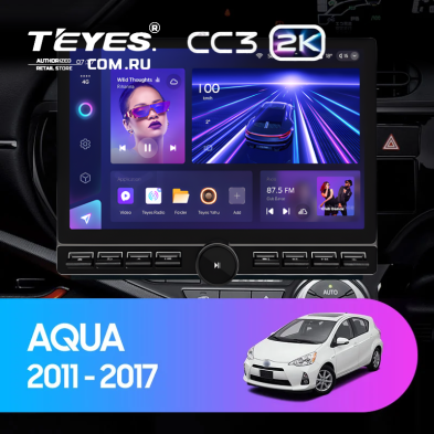Штатная магнитола Teyes CC3 2K 6/128 Toyota Aqua (2011-2017) Правый руль (13" с кнопками)